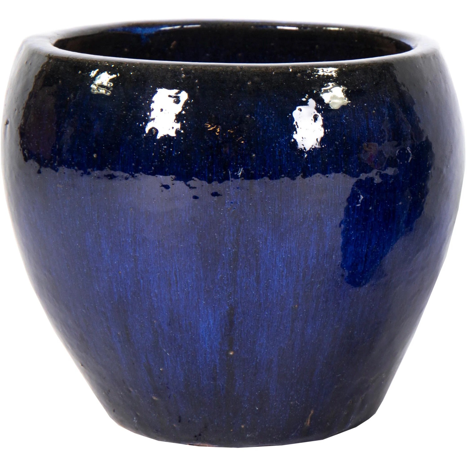 Blumentopf Keramik Blau Glasiert