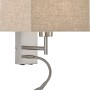 Wandleuchte Dream, 2-flammig, Nickel/Sand Leinen, mit Lesearm. Ideal als Schlafzimmerlampe.