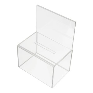 HMF 46916 Acryl Spendenbox Blatteinschub 22 x 15 x 15 cm DIN A4 Transparent
