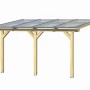 Skan Holz Terrassenüberdachung Andria, 434x300 cm, mit Polycarbonat-Doppelstegplatten und unbehandeltem Leimholz.