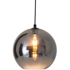 Runde, anthrazitfarbene Näve Pendelleuchte Vaso mit E27 Fassung und einem Durchmesser von 25 cm.