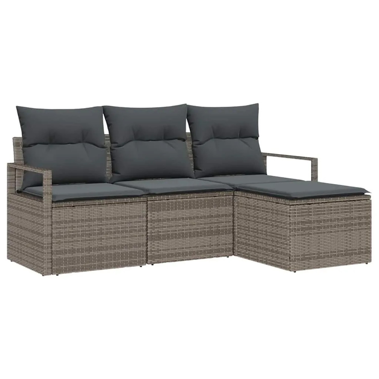 Thumbnail - vidaXL Sofa Set mit Kissen mit Speicher 4 Stk Grau Poly-Rattan 3354998