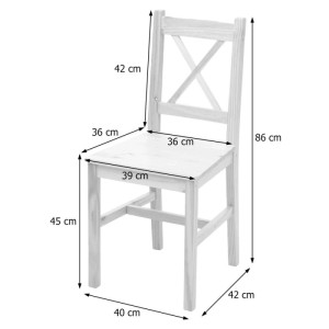 MCW Esszimmerstuhl F77 aus lasierter Kiefer im Landhausstil, mit Maßen. Stabiler Holzstuhl, 2er-Set.