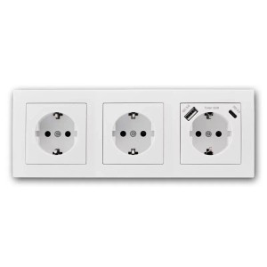 McPower Steckdosenblock Flair 3-Fach Weiß USB AUSB C