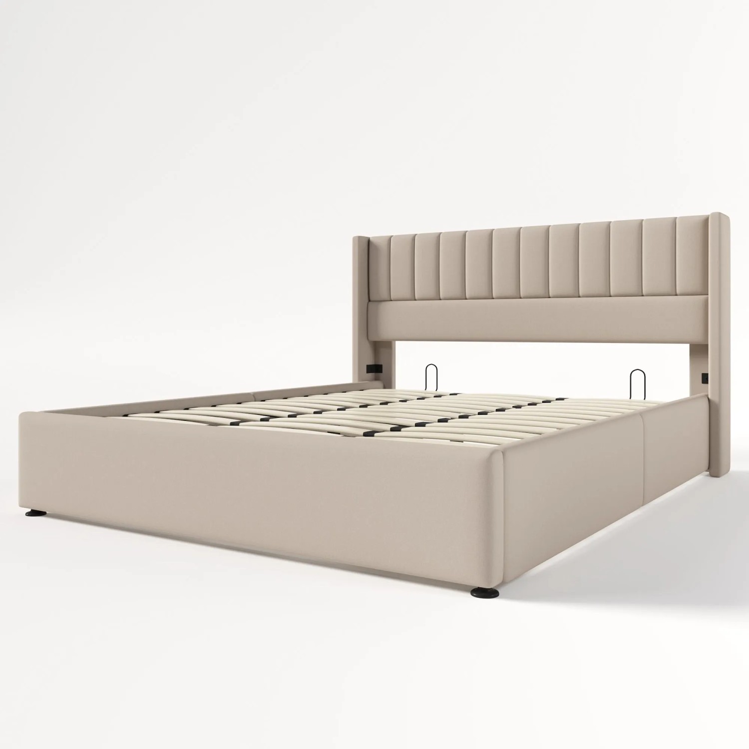 Okwish Polsterbett 180x200cm Mit Hydraulik Stauraum Schlafzimmer Beige Ohne Matratze