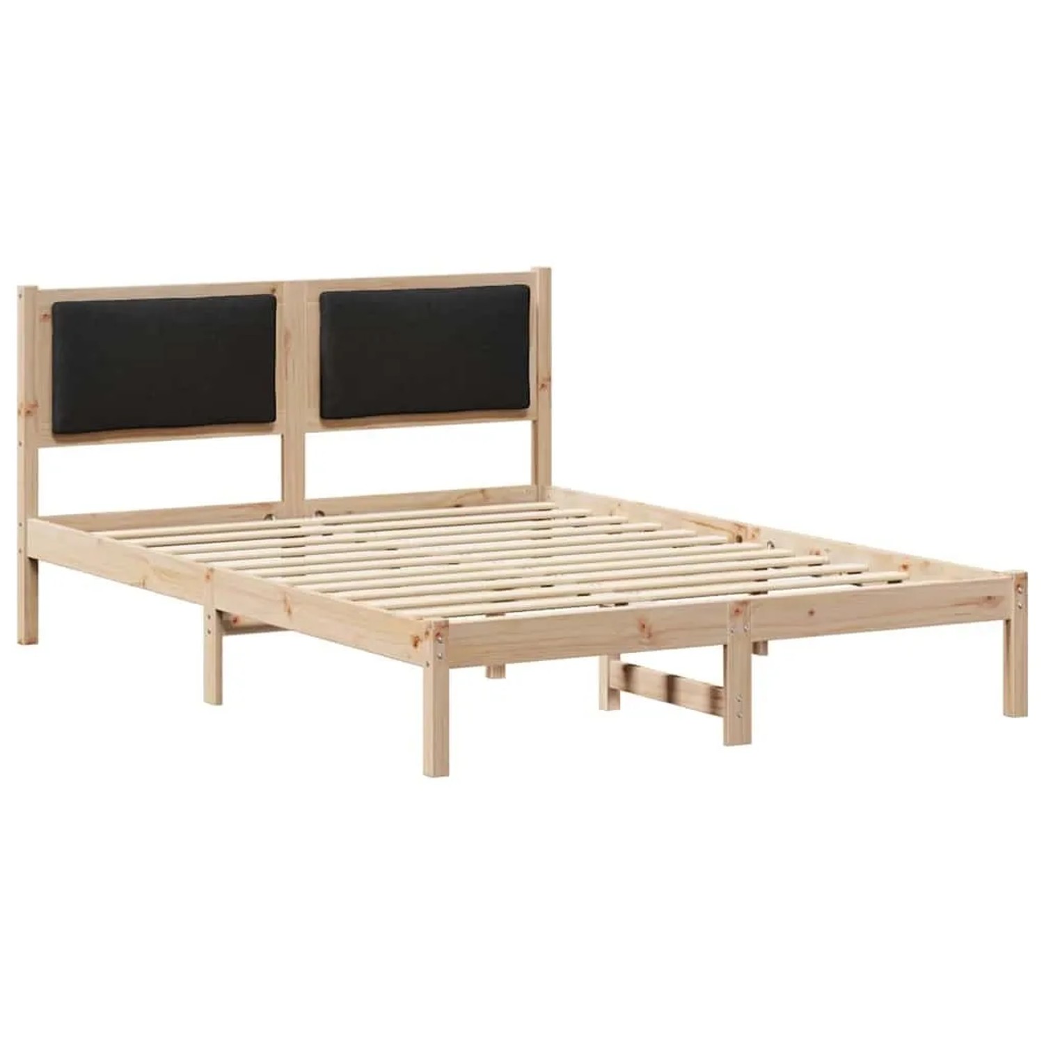 vidaXL Bettrahmen Schwarz 150 x 200 cm Massives Kiefernholz 878111