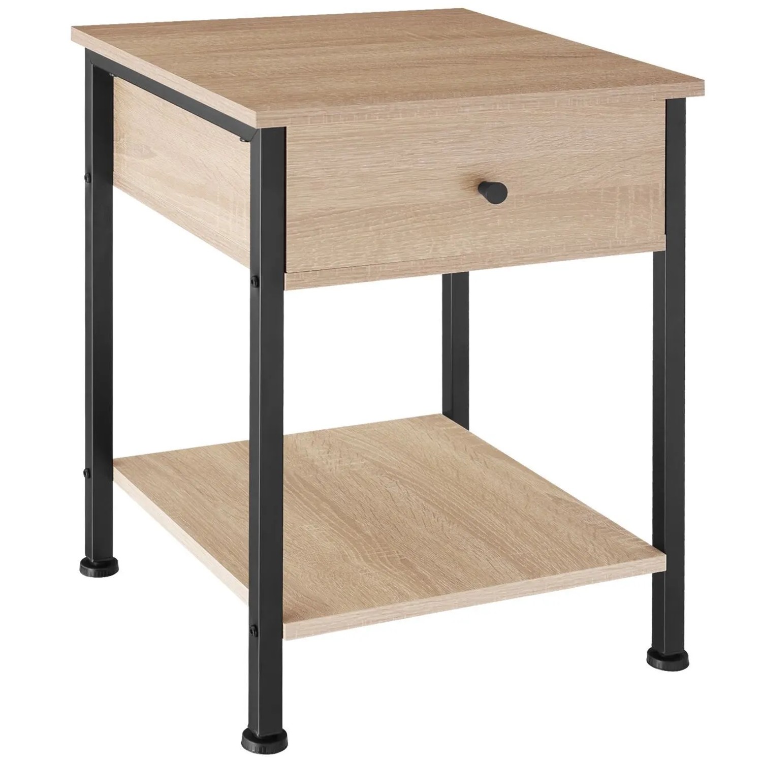 Tectake Nachttisch Bradford Industrial Style Holz und Stahl  40 x 40 x 55 50 cm Industrial Holz Hell  Eiche Sonoma