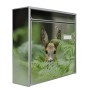 Silberner Banjado Briefkasten mit Reh-Motiv, inkl. Montagematerial und Schlüsseln.