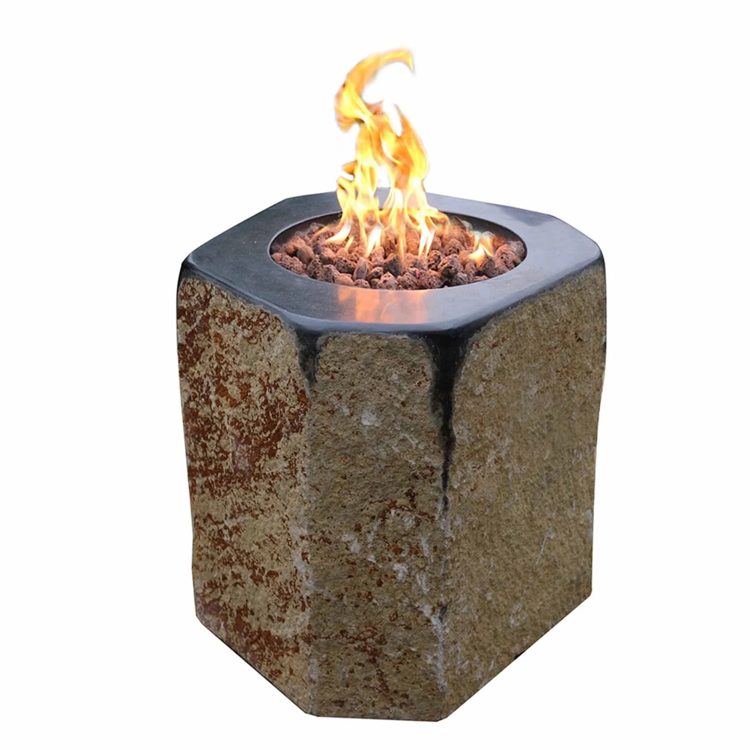 Elementi Gasfeuerstelle Derby in Basalt-Optik Schwarz/Braun aus Naturstein