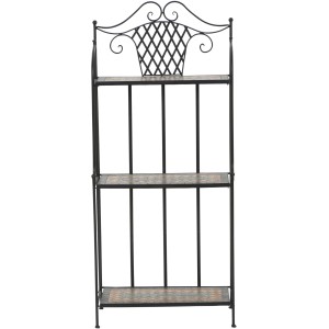 Schwarzes Siena Garden Regal Prato mit drei Mosaik-Regalböden, 63x29x142 cm.