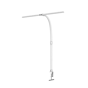 Weiße LUXULA Klemmleuchte, 24W LED Schreibtischleuchte mit dimmbaren Farbtemperaturen.
