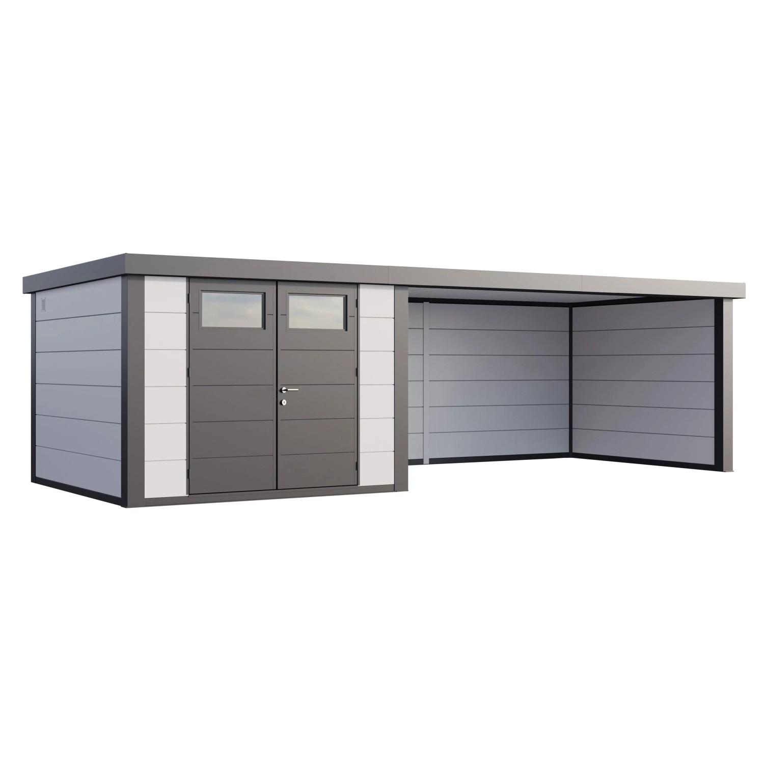 Gerätehaus Classico 3030 mit Lounge XL Rechts 762 cm x 238 cm Weiß günstig online kaufen