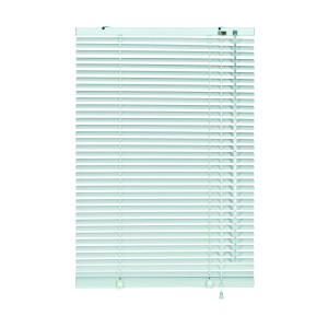 Weiße Gardinia Aluminium Jalousie, 120x130 cm, für Fenster, mit Zugschnur und Wendestab.