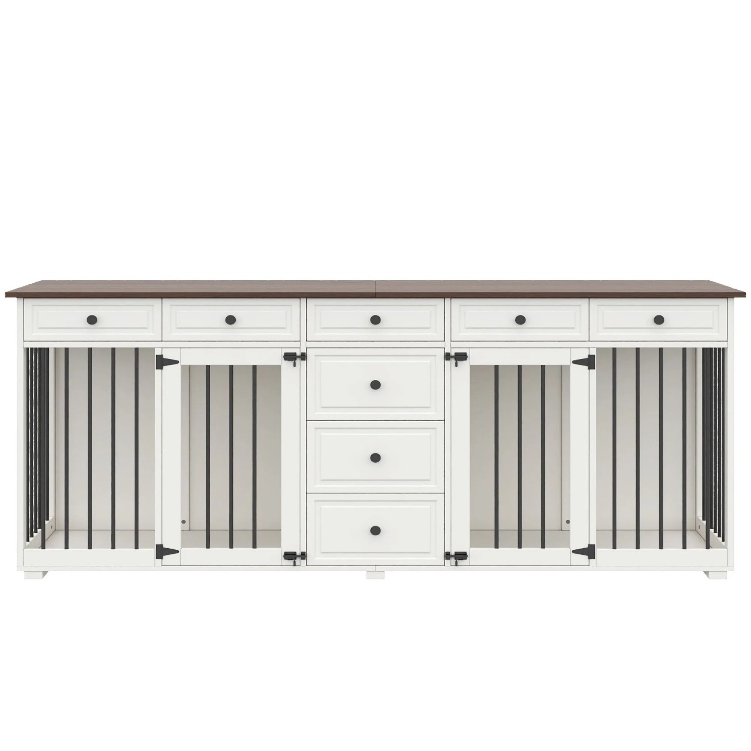 Merax Hundekäfig Möbel 200x60x85cm TV-Schrank Walnuss