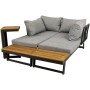 3-teilige Lounge-Gruppe Felice FSC® mit grauem Polster und Akazienholz-Tisch für Garten und Terrasse.