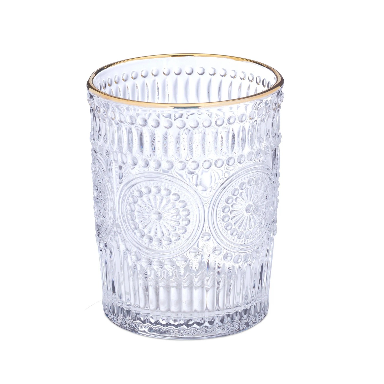 Relaxdays Trinkgläser Glas Transparent Gold 4er Set 10 cm x 8 cm 300 ml