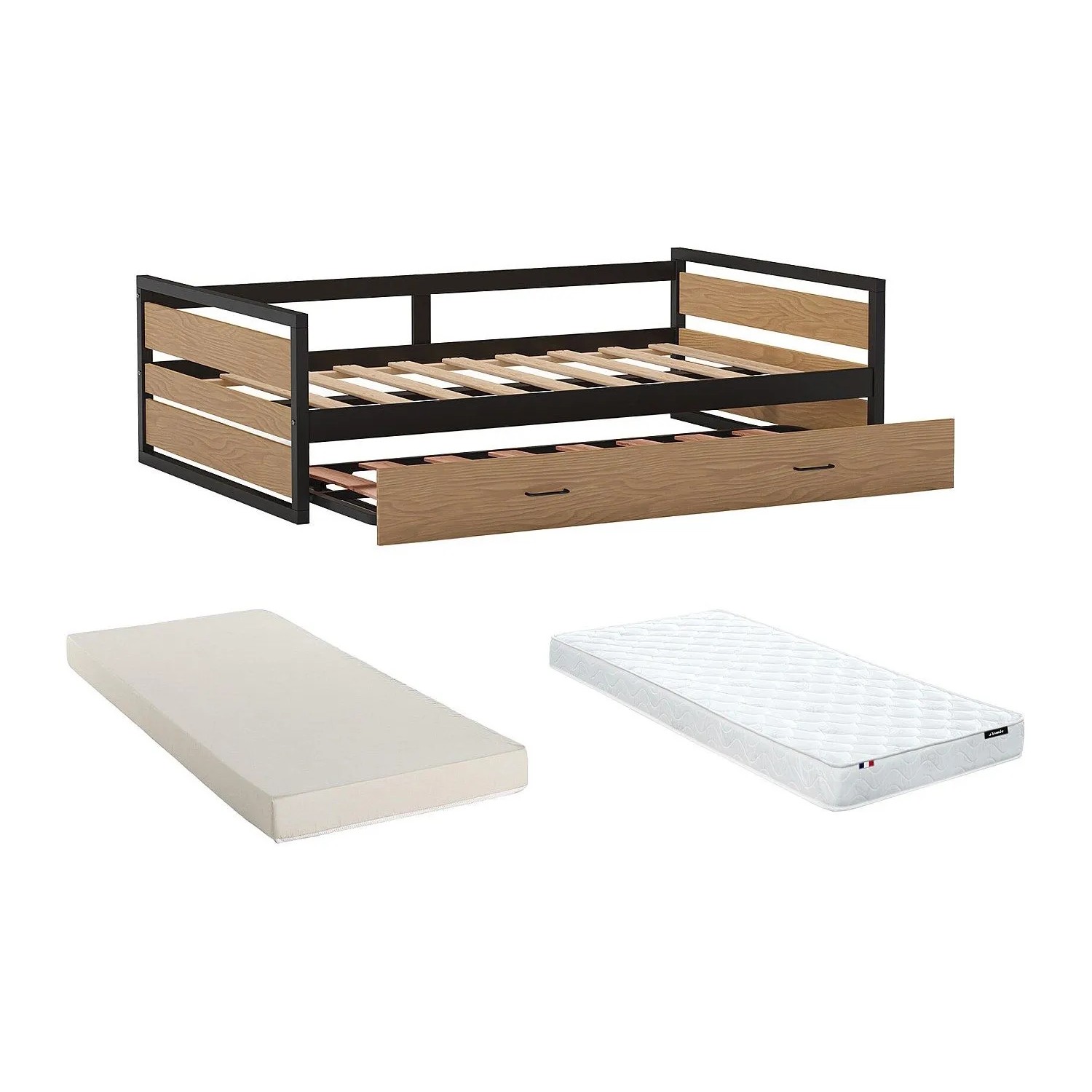 Vente-unique Bettrahmen Boston Naturfarben Hell 200 cm
