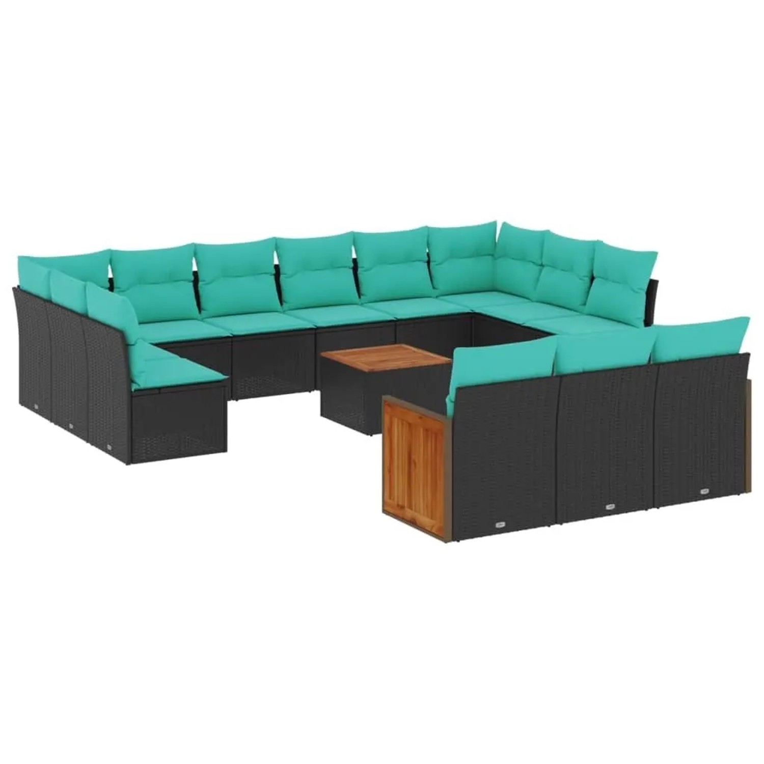 vidaXL 14-Tlg Gartensofa-Set mit Kissen Schwarz Polyrattan 3228143 günstig online kaufen