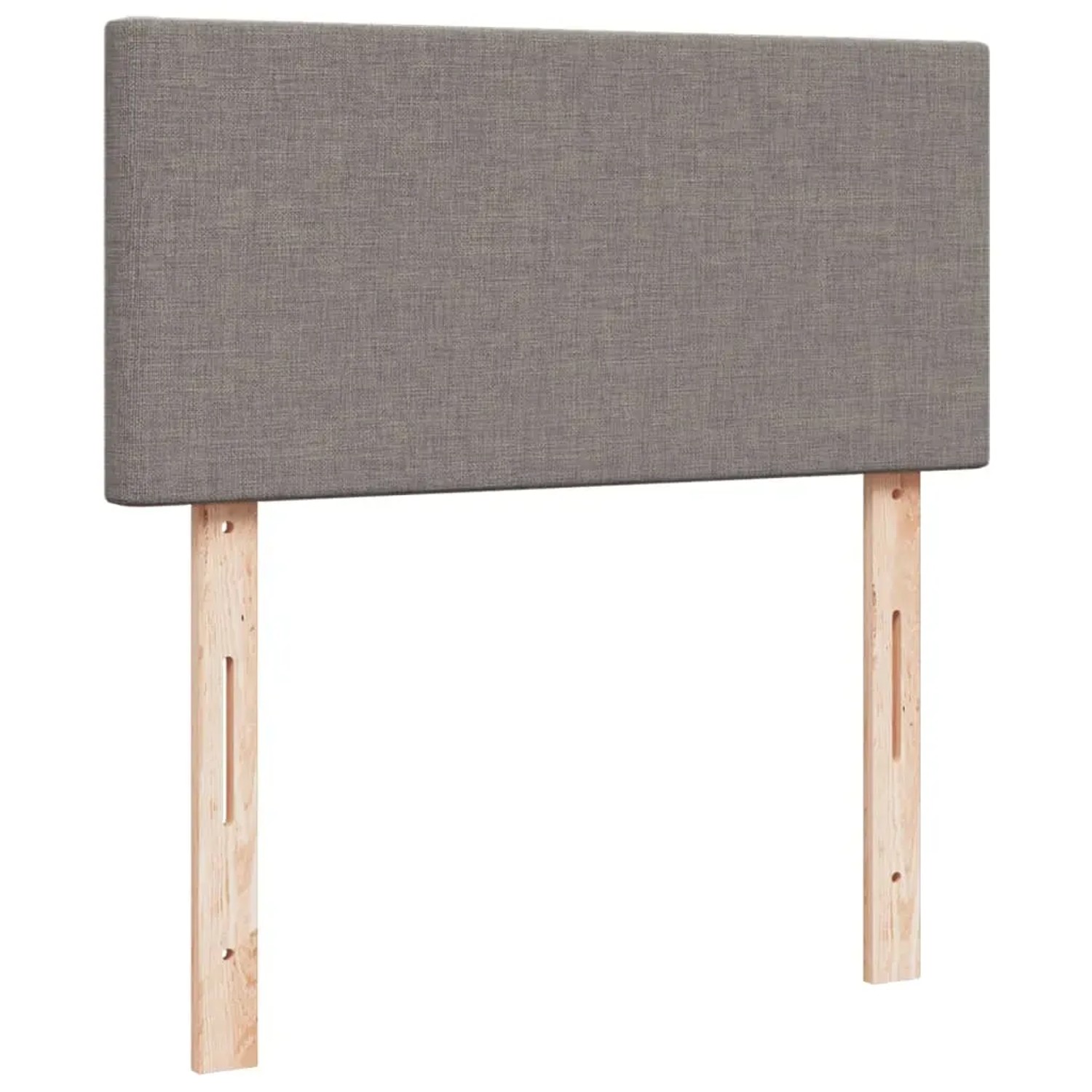 Boxspringbett Kopfteil in Taupe mit Holzfüßen. Stoffbezug.