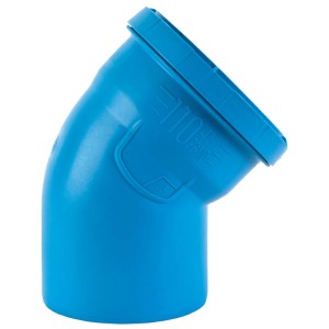 Blauer Marley dBlue Bogen 15° DN 90, ein HT-Bogen für Abwasserrohre.