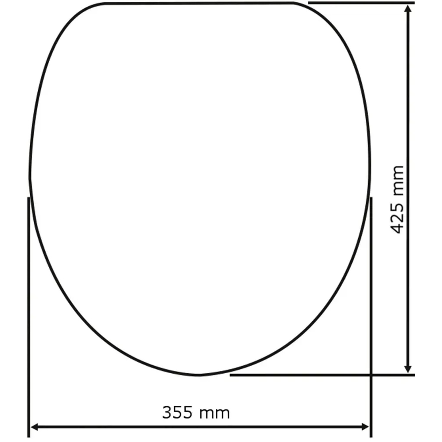 Maße des grauen Wenko WC-Sitzes Eiche MDF FSC®: 425 x 355 mm.
