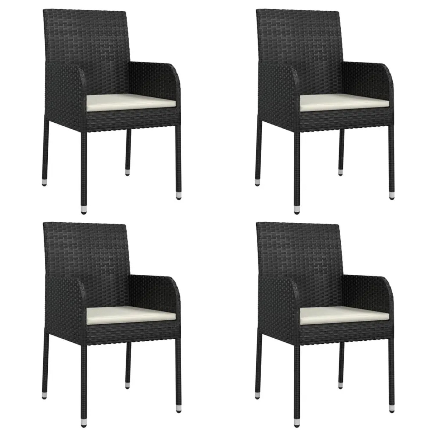 Furnicato Gartenstühle 4er Set Mit Kissen Poly Rattan 48x55x88 Cm Schwarz