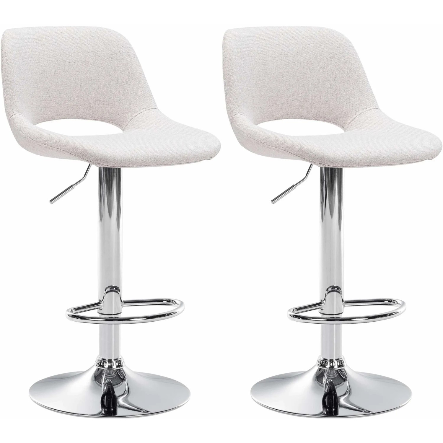 DELUKE Barhocker 2er Set JAKSON Creme Stoff Chrom Barstuhl Mit Lehne Tresenhocker Tresenstuhl