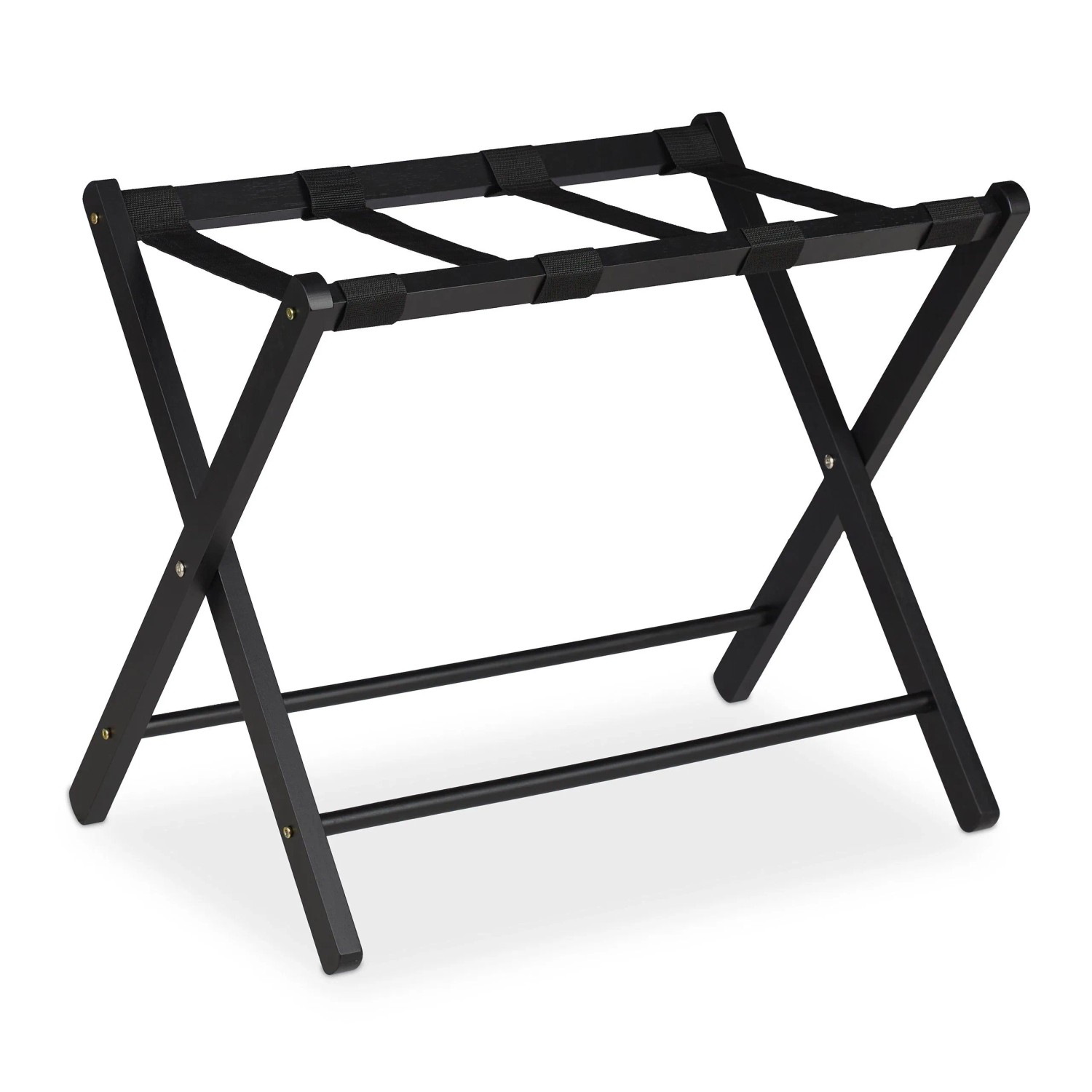 Relaxdays Kofferständer Holz Schwarz Klappbar 54,5 cm x 66 cm x 44 cm