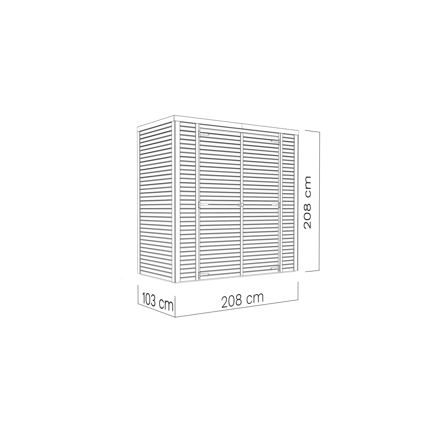 Graues Bertilo Holz-Gartenhaus Box 1, 208x103 cm, aus FSC®-zertifiziertem Holz mit Doppeltür.