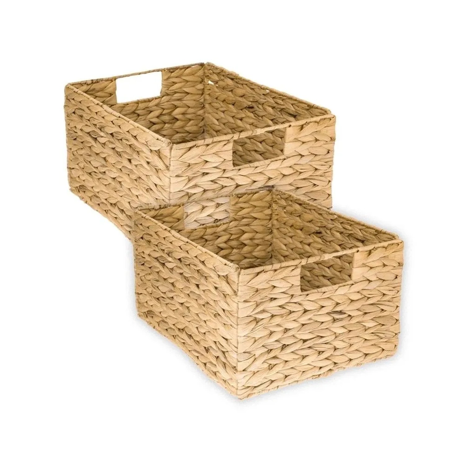 HMF 37241-S2 Aufbewahrungskorb Faltbarer Korb Geflochten Wasserhyazinthe Seegras 36 x 28 x 20 cm