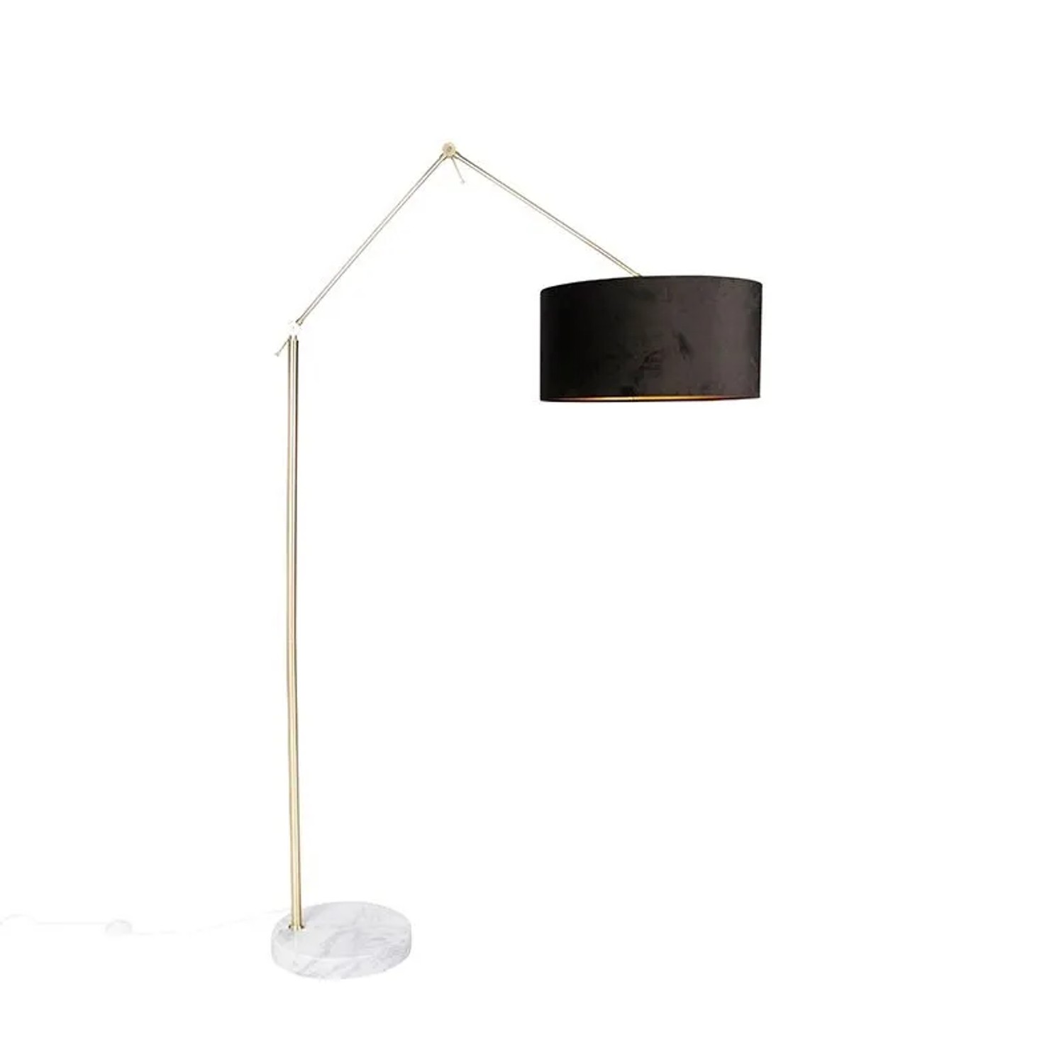 QAZQA Moderne Stehlampe Gold Veloursschirm Schwarz 50 cm Editor
