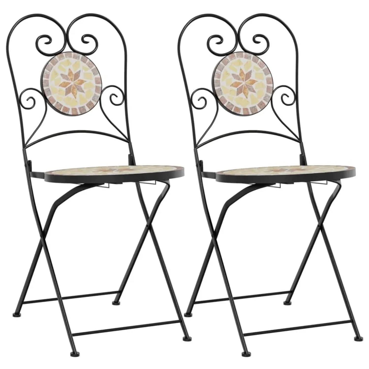 vidaXL Bistrostühle 2 Stk Klappbar Terrakottarot und Weiß Keramik 4003407