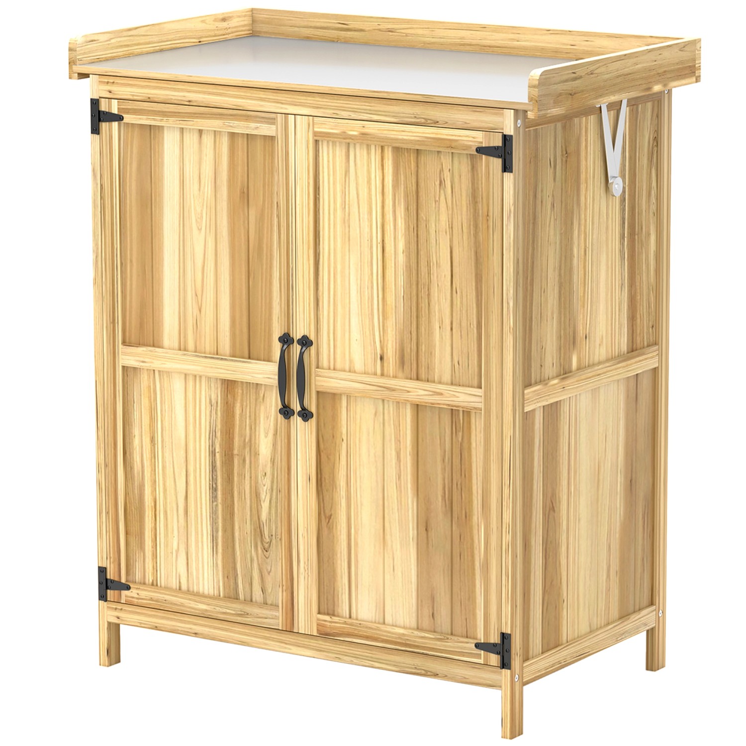 Outsunny Gartenschrank Tannenholz Edelstahl Naturholz 74L x 43B x 88H cm günstig online kaufen