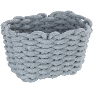 Grauer Wenko Aufbewahrungskorb Tia S aus gestrickter Baumwollschnur im Flecht-Design.