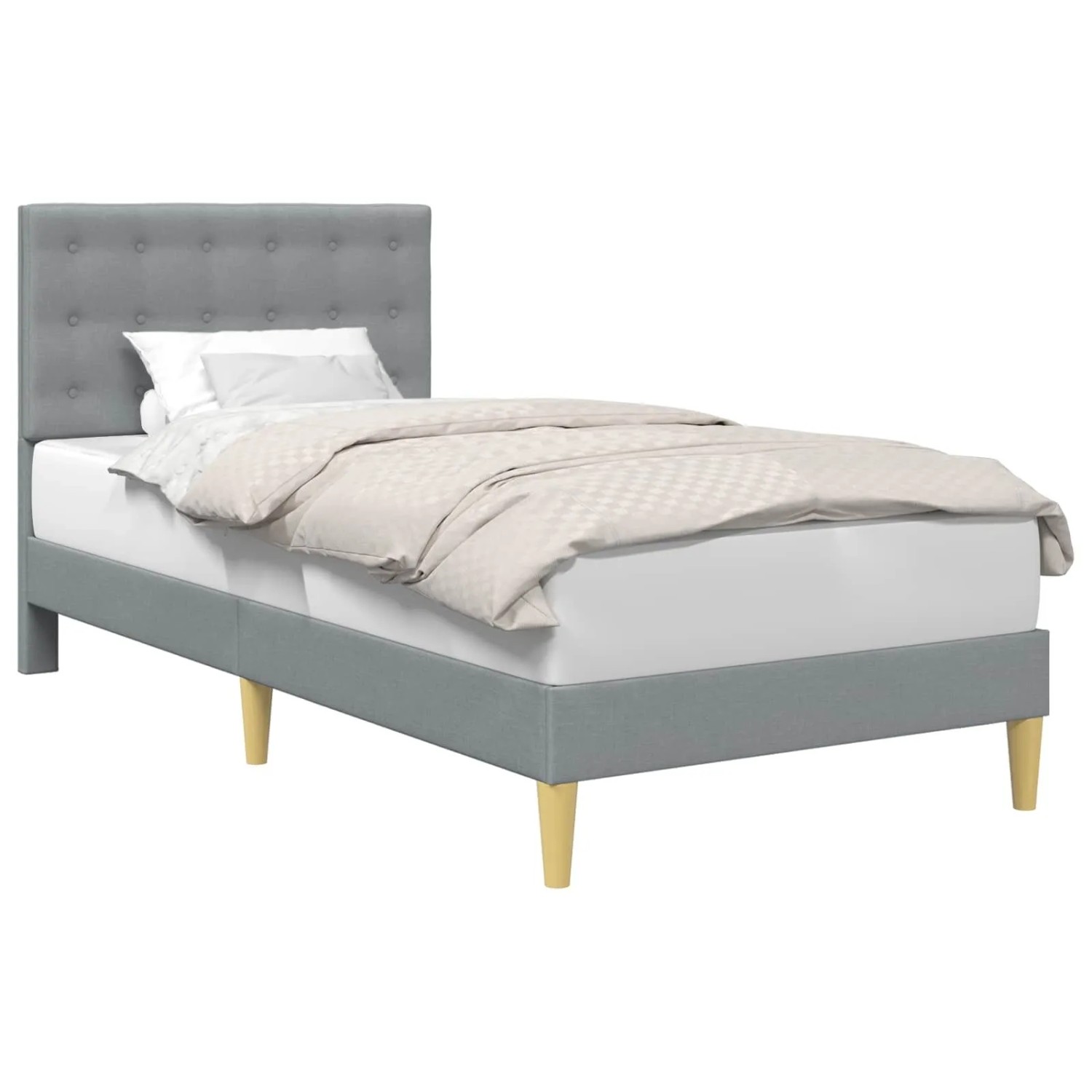 vidaXL Bettrahmen mit Kopfteil Hellgrau 100 x 200 cm Stoff 42027773