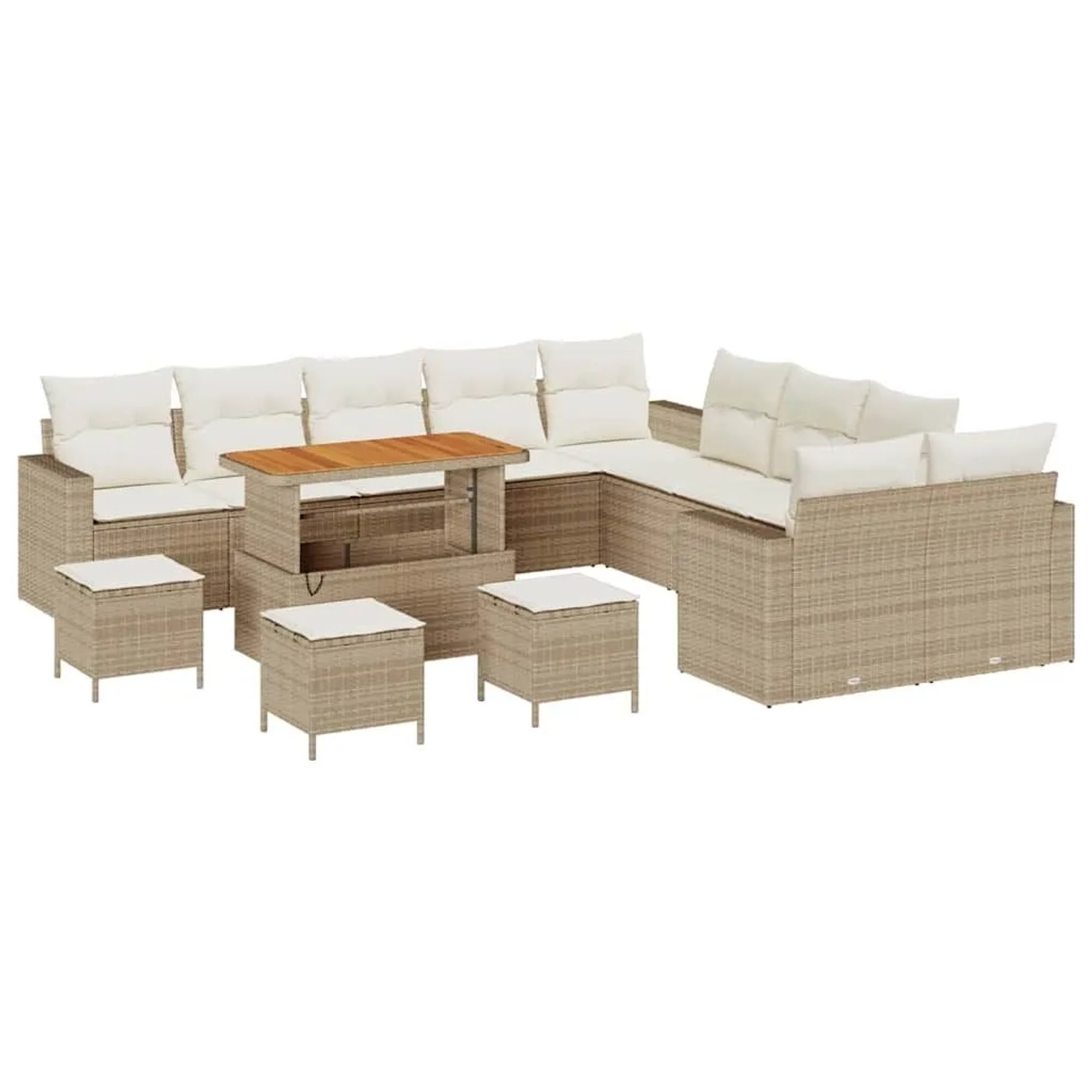 vidaXL Gartensofa-set mit Kissen 18-Tlg Beige und Creme Poly-Rattan 3363631 günstig online kaufen