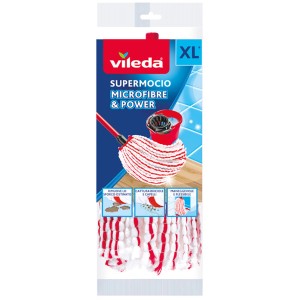 Vileda SuperMocio Microfibre & Power Ersatzkopf für Wischmopp, Mikrofaser.