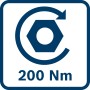 Symbol für 200 Nm Drehmoment des Bosch Professional Akku-Drehschlagschraubers.
