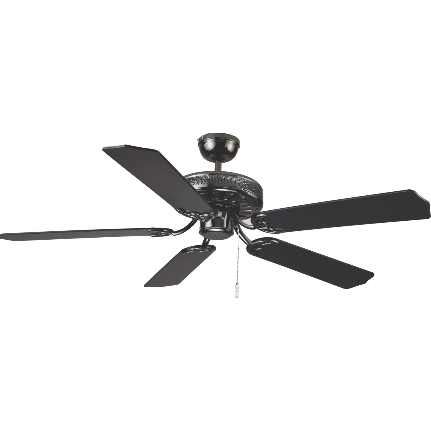 Schwarzer DEKO-ELEKTRO Deckenventilator Pearl Black, 132 cm Durchmesser, mit Zugschnur.