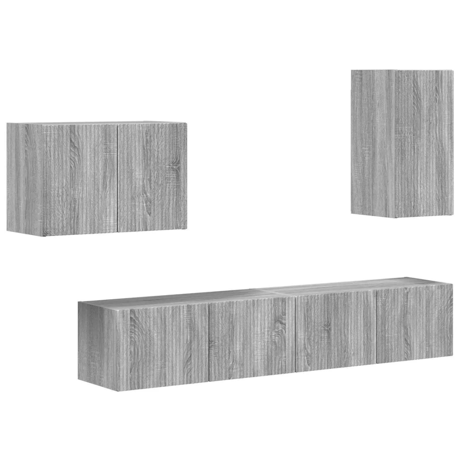 vidaXL TV-Wandregal-Set Wandmontiert 4 Stk Graues Sonoma Holzwerkstoff 3408940