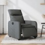 Elektrischer Relaxsessel, dunkelgrau, Stoff. TV-Sessel mit Knopf für Liegefunktion.