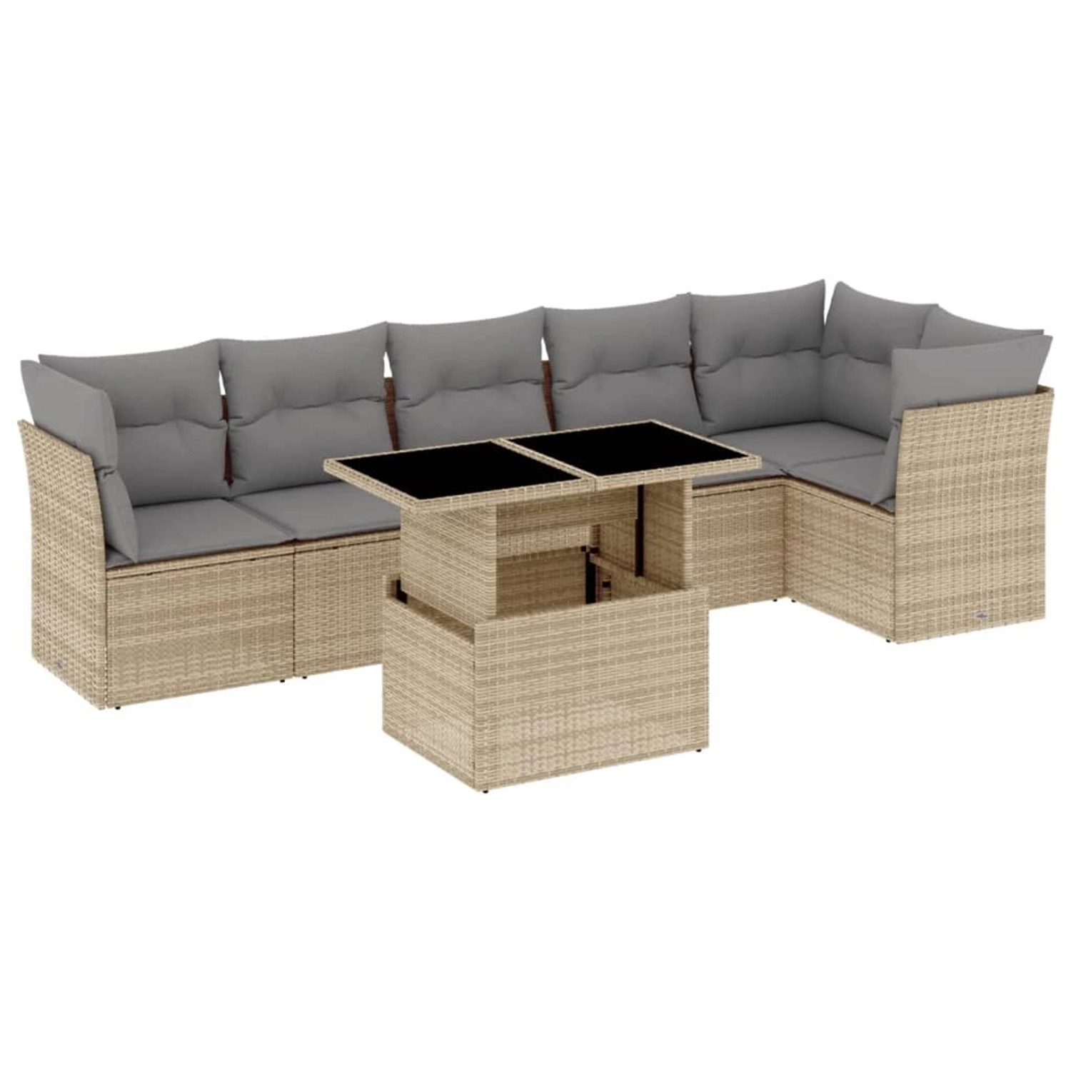 vidaXL 7-tlg Garten-Sofagarnitur mit Kissen Beige Poly Rattan Modell 367 günstig online kaufen