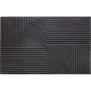 Anthrazit Struktur-Fußmatte, 60x90 cm, mit modernem Streifenmuster für den Innenbereich.