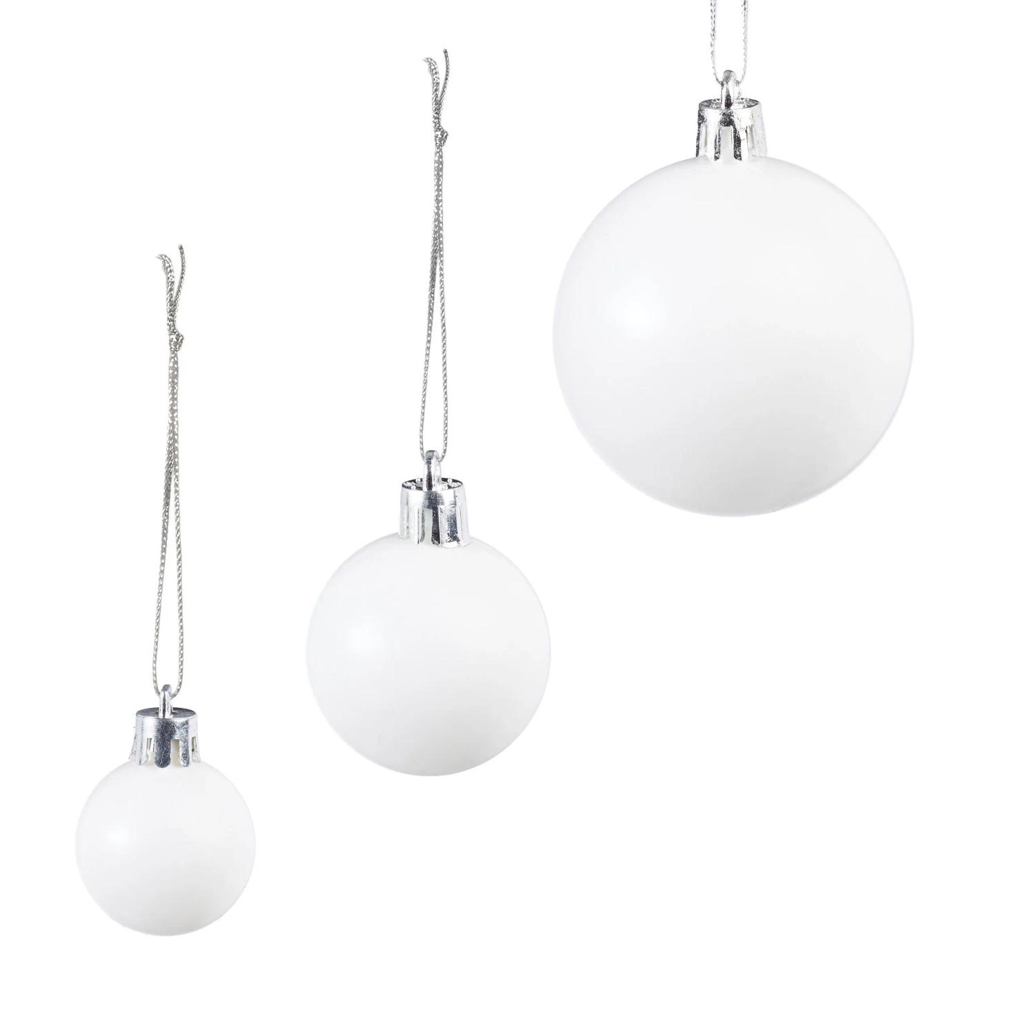 Relaxdays Christbaumkugeln 100er Set Kunststoff Weiß Glänzend Matt Glitzernd 3 Größen 4 cm bis 7 cm