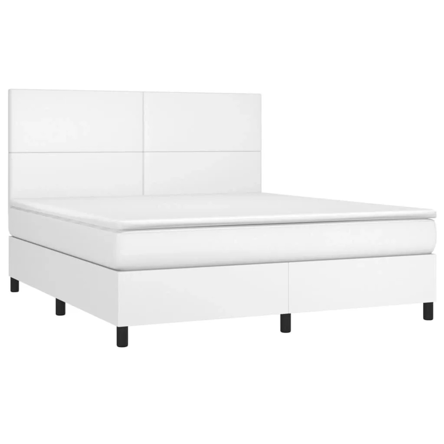 vidaXL Boxspringbett mit Matratze & LED Weiß 160x200 cm Kunstleder 3135832 günstig online kaufen