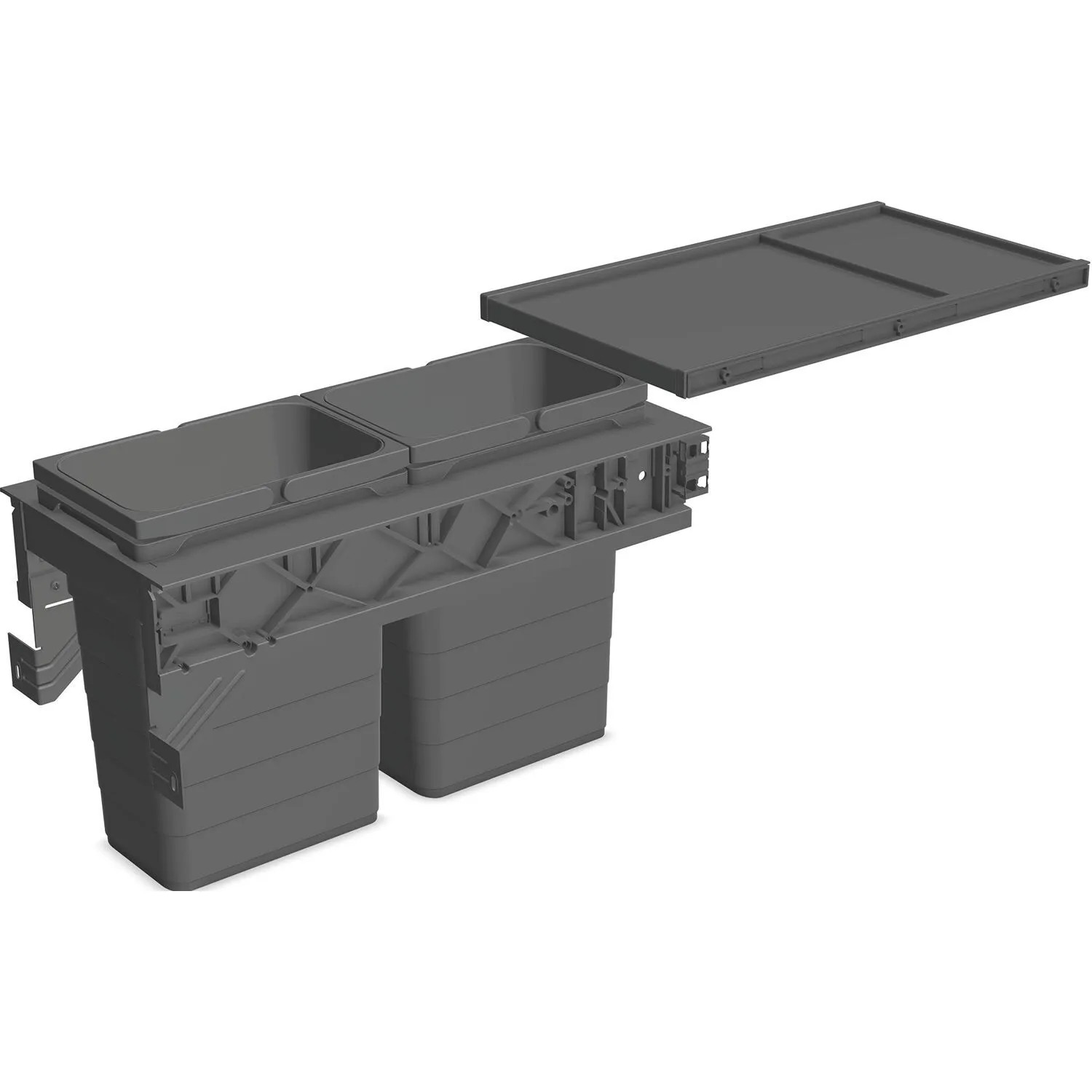 Ninka Mülltrennsystem Eins2sechs Korpusbreite 300mm 2x8, Kunststoff Dunkelgrau