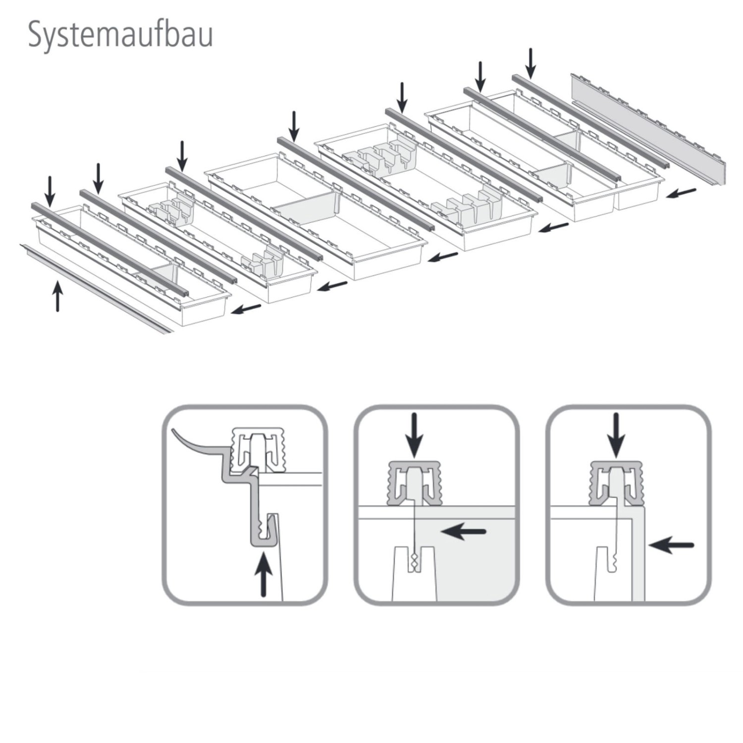 SOTECH Cuisio Besteckeinsatz 800 mm Höhe 55 mm Transluzent Graphitgrau mit Messerblock_5