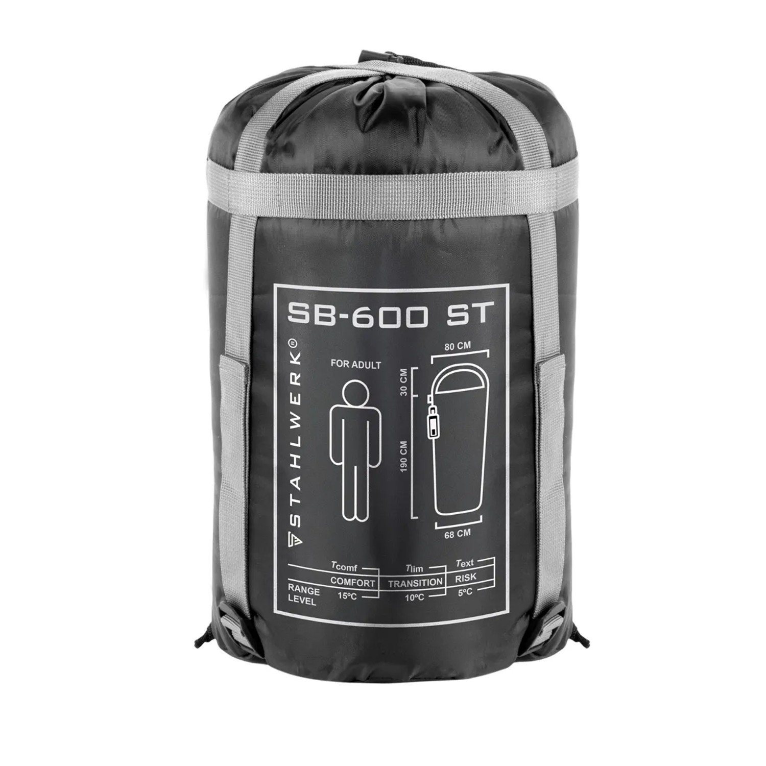 STAHLWERK Schlafsack SB 600 ST, verpackt im Packsack. Ideal für Camping & Outdoor.