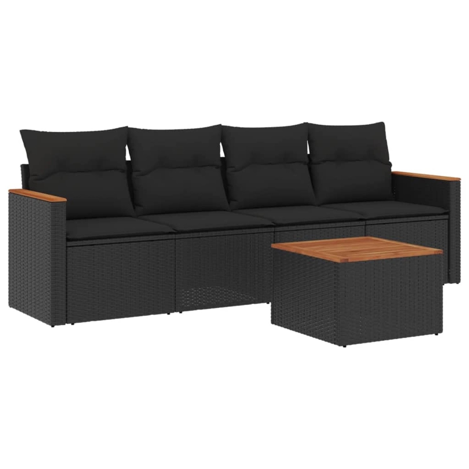 vidaXL 5-Tlg Garten-Sofagarnitur mit Kissen Schwarz Poly Rattan 3225775 günstig online kaufen