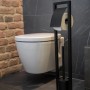 WENKO Stand WC-Garnitur Bambusa mit WC-Bürste und Papierhalter, Stahl/Bambus